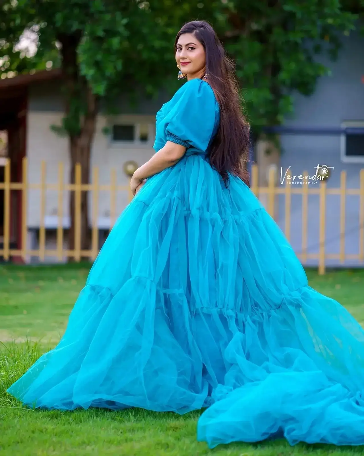 Indian TV Model Priyanka Naidu Long hair Pics in Blue Dress